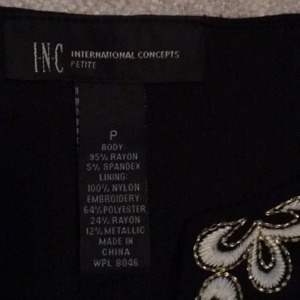 INC International Concepts Embroidered Gold DRESS Stretchy Flattering Petite - Picture 2 of 6